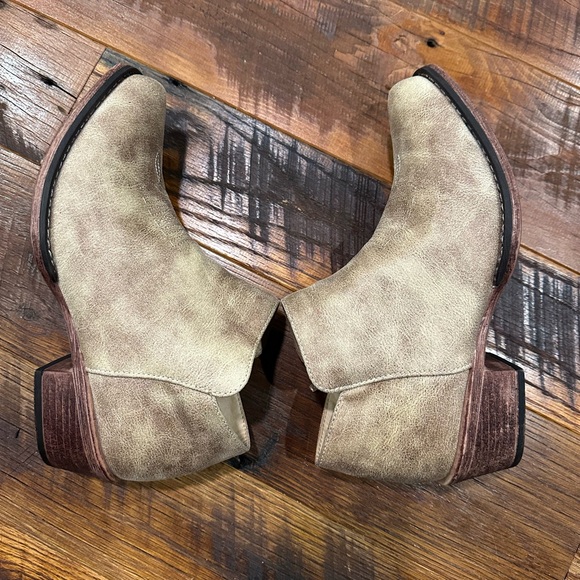 Roper Sofia Snip Toe Zippered Cowboy Booties Womens Brown Casual Boots Size 7 - Picture 4 of 10